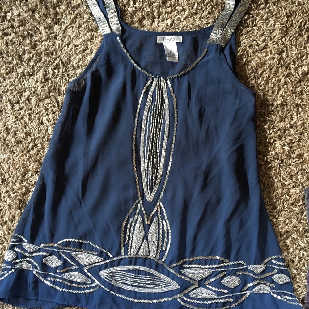 Sheer Navy Blue Tank Top